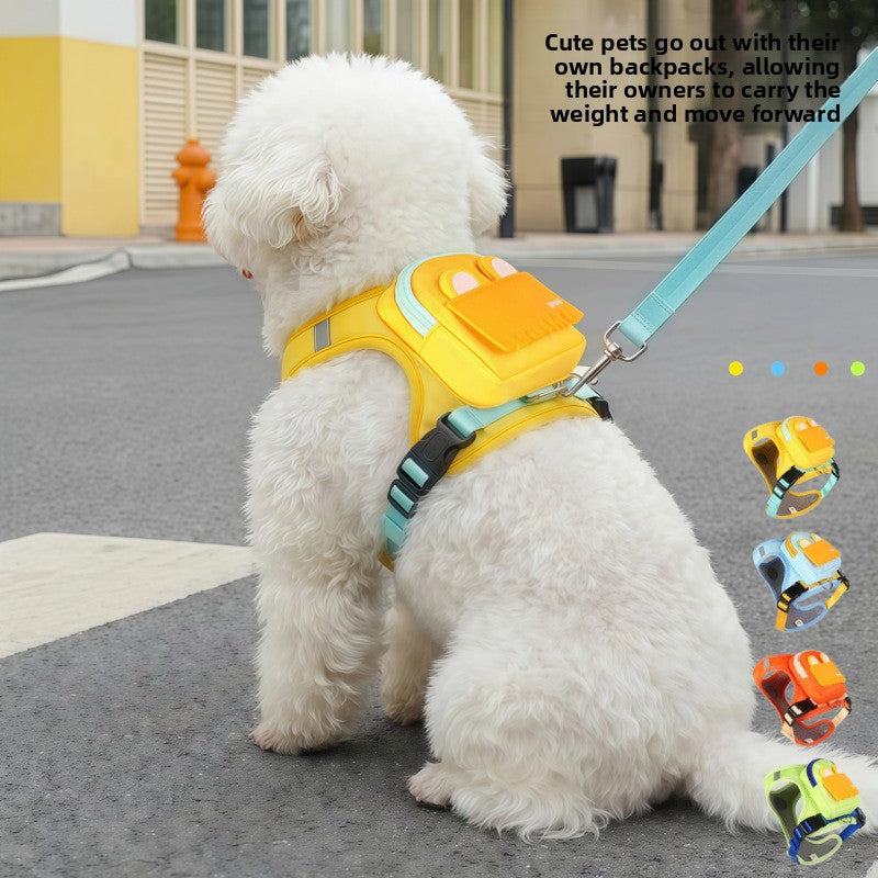 Adjustable Dog Harness with Backpack and Leash