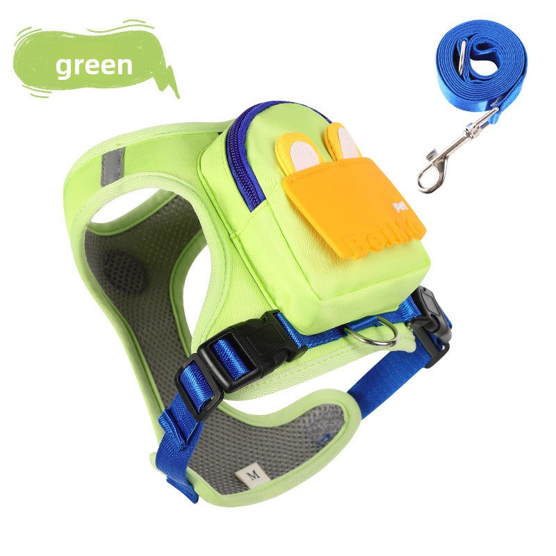 Adjustable Dog Harness with Backpack and Leash