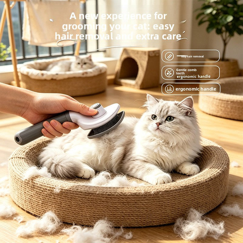 Soft Pin Pet Grooming Comb with One-Touch Hair Removal for Cats and Dogs