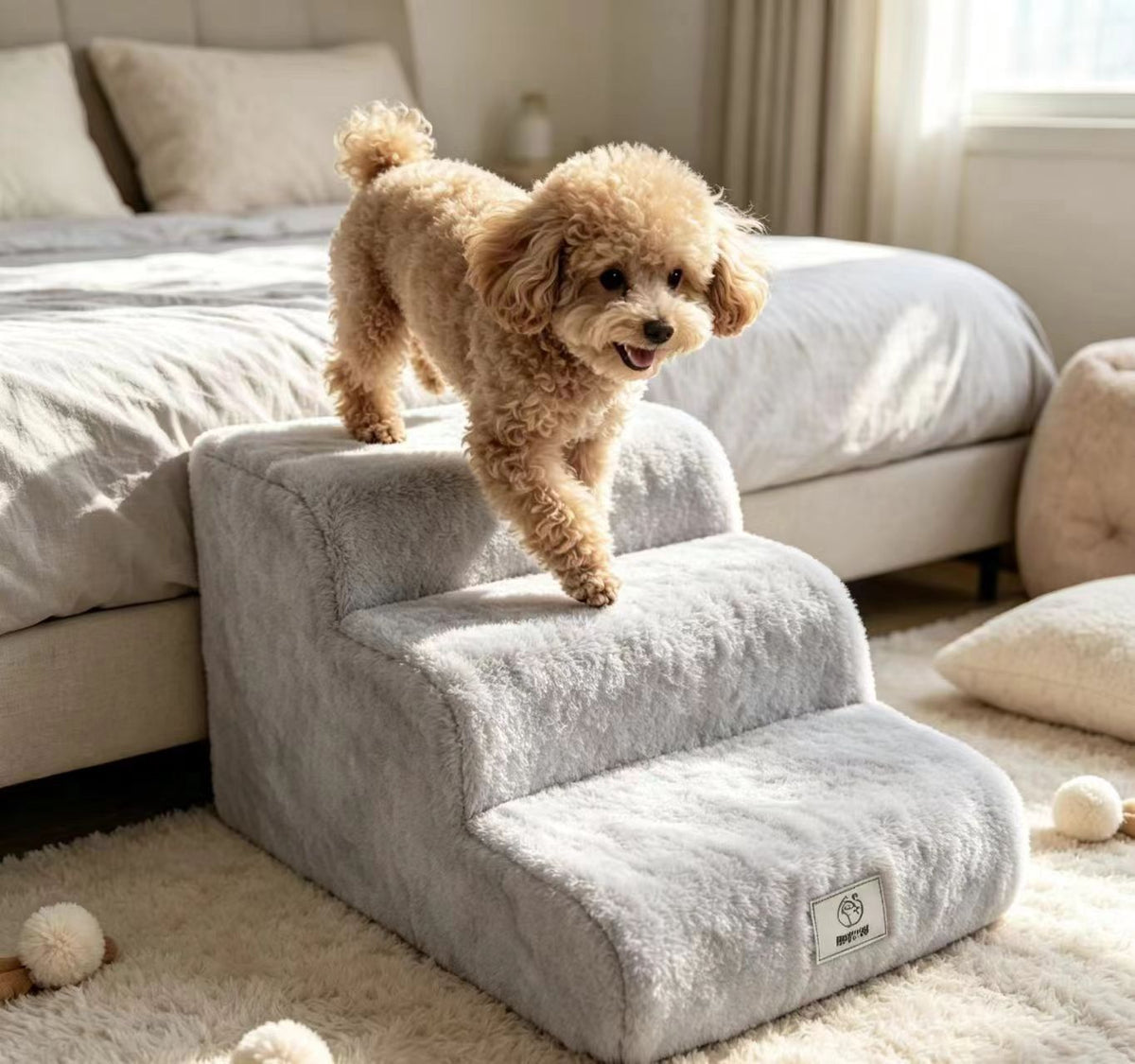 Detachable Washable Pet Stairs with Non-Slip Ramp