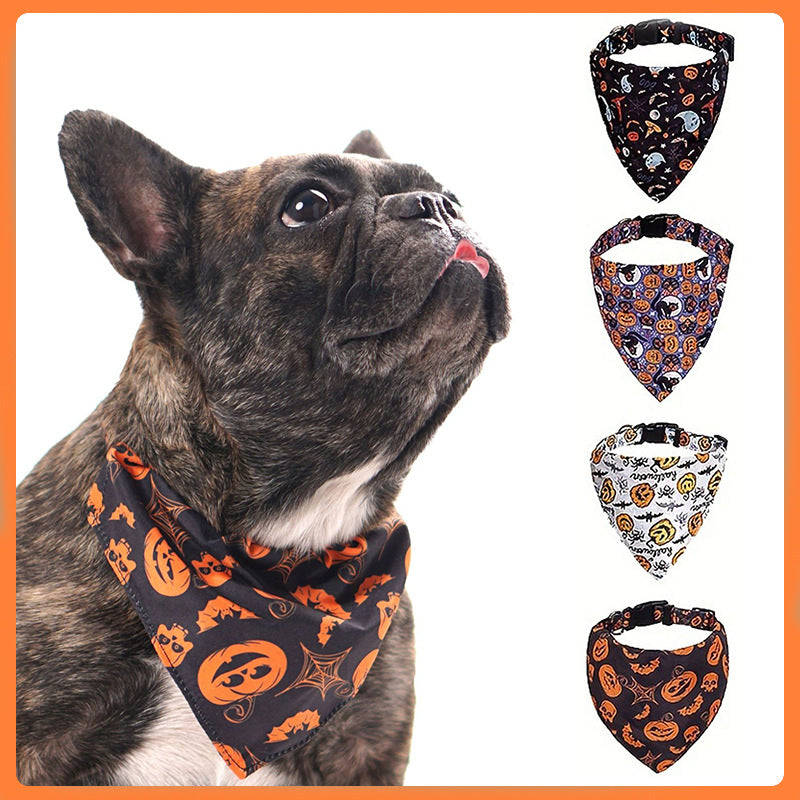 Adjustable Pet Saliva Collar with Halloween Patterns