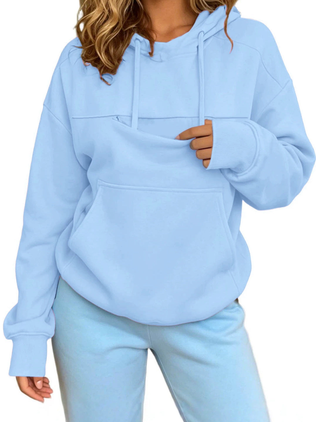 Autumn and Winter Warm Hooded Fleece Long-Sleeve Sweatshirt with Large Pockets for Men and Women Pet-Friendly