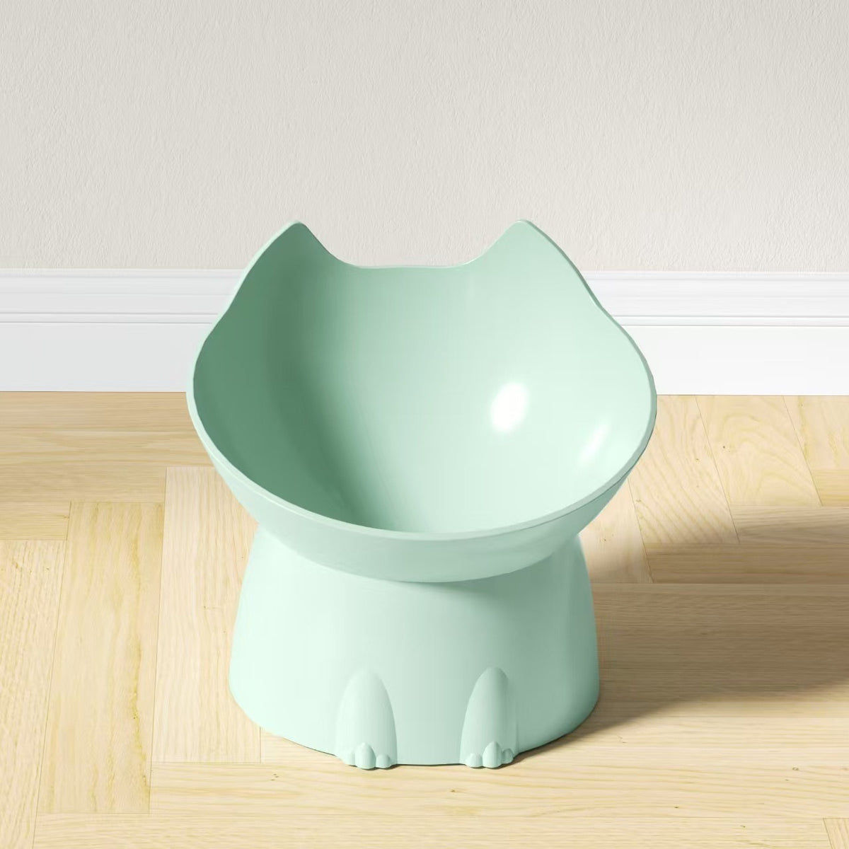 long-ear tall cat bowl large capacity tilt cartoon cat and dog neck protection anti-knock plastic raised pet bowl