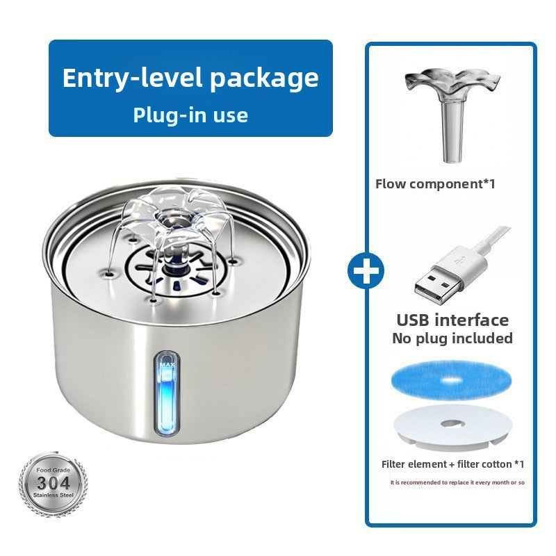 Automatic Pet Water Fountain Stainless Steel Drinking Bowl