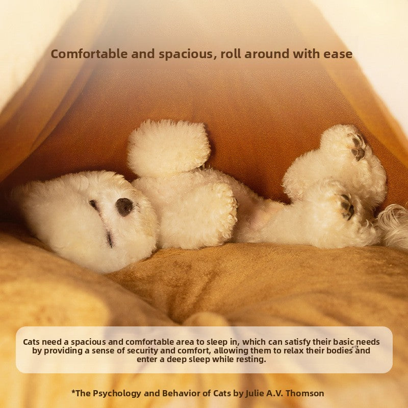 Autumn Winter Cat Tent Yurt Style Pet Kennel with Blanket