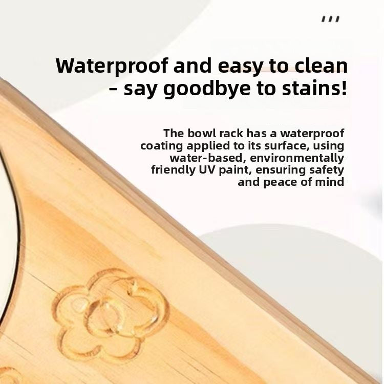 Stainless Steel Pet Bowl with Wood Base