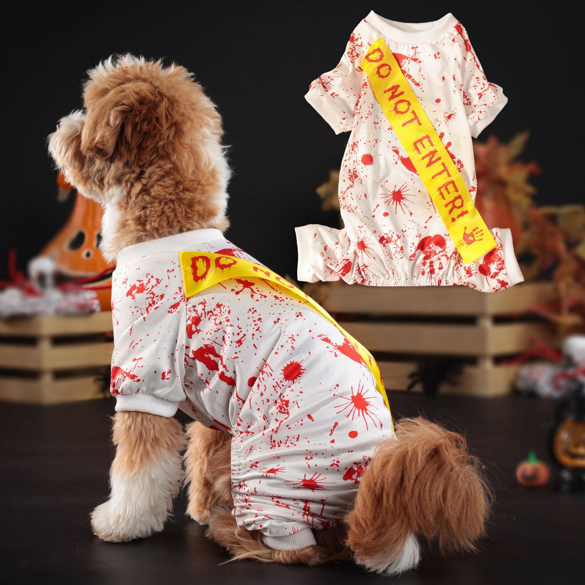 Halloween Pet Costume Blood Pattern Outfit
