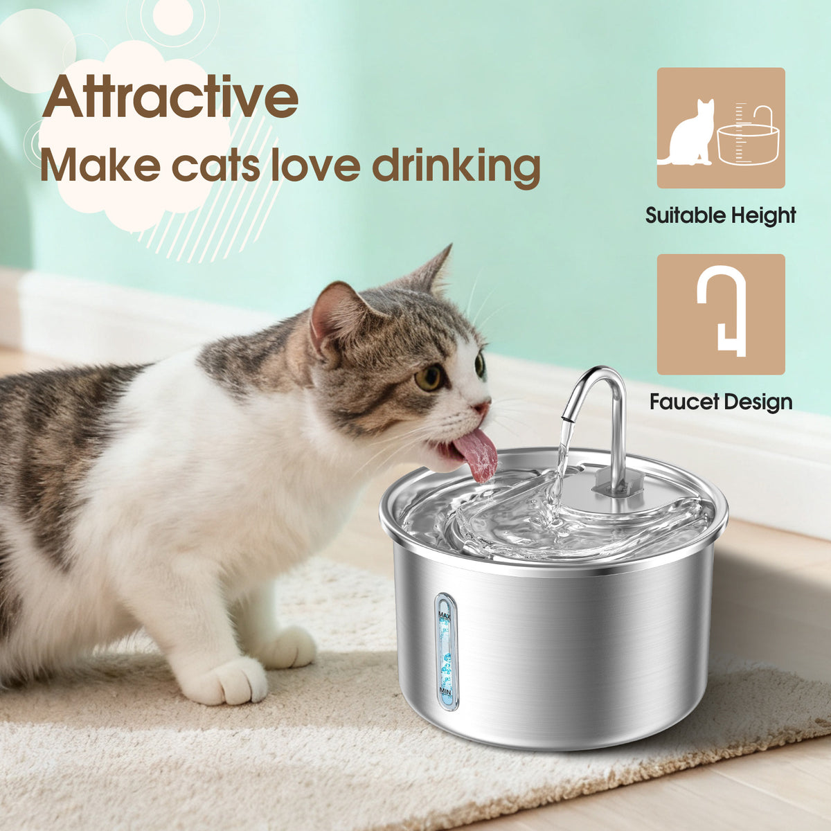 Stainless Steel Automatic Pet Water Fountain