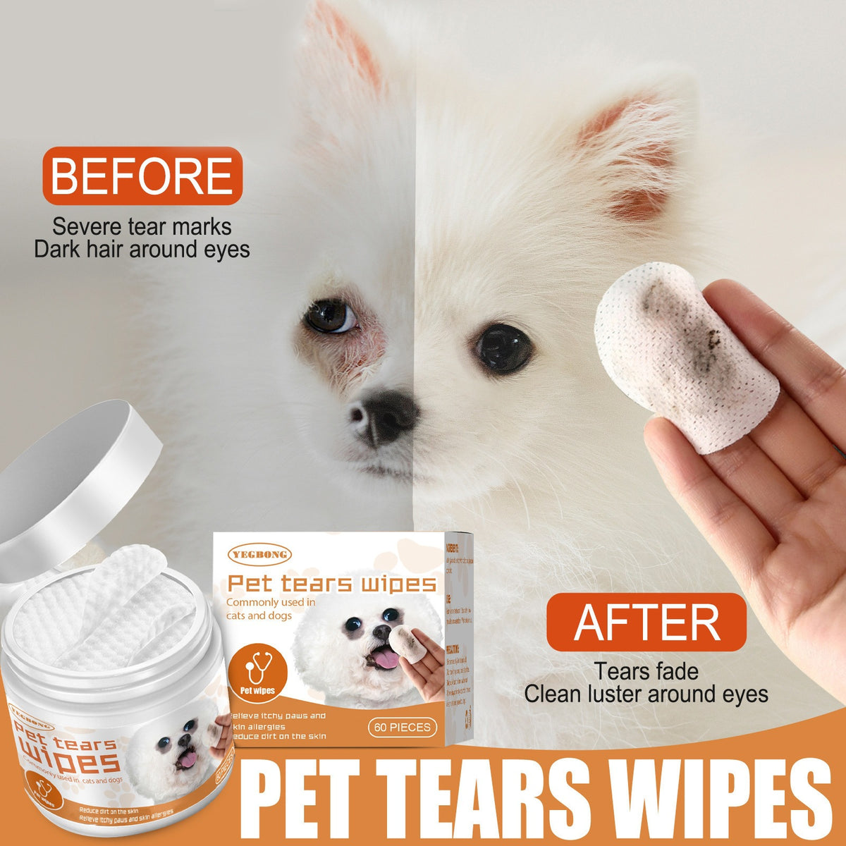 Pet Eye Cleaning Wipes for Tear Stain Removal