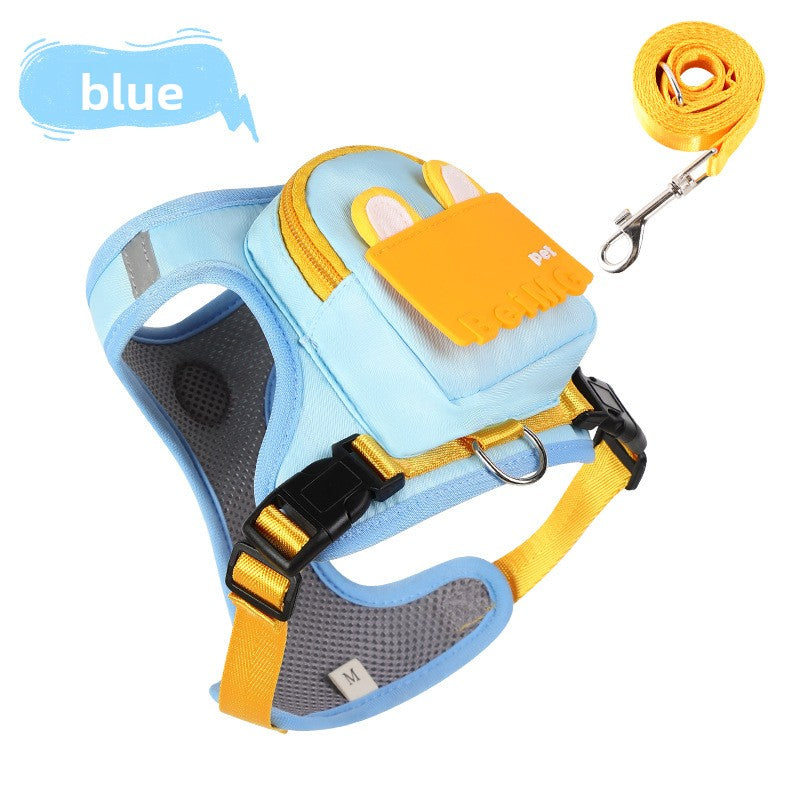 Adjustable Dog Harness with Backpack and Leash