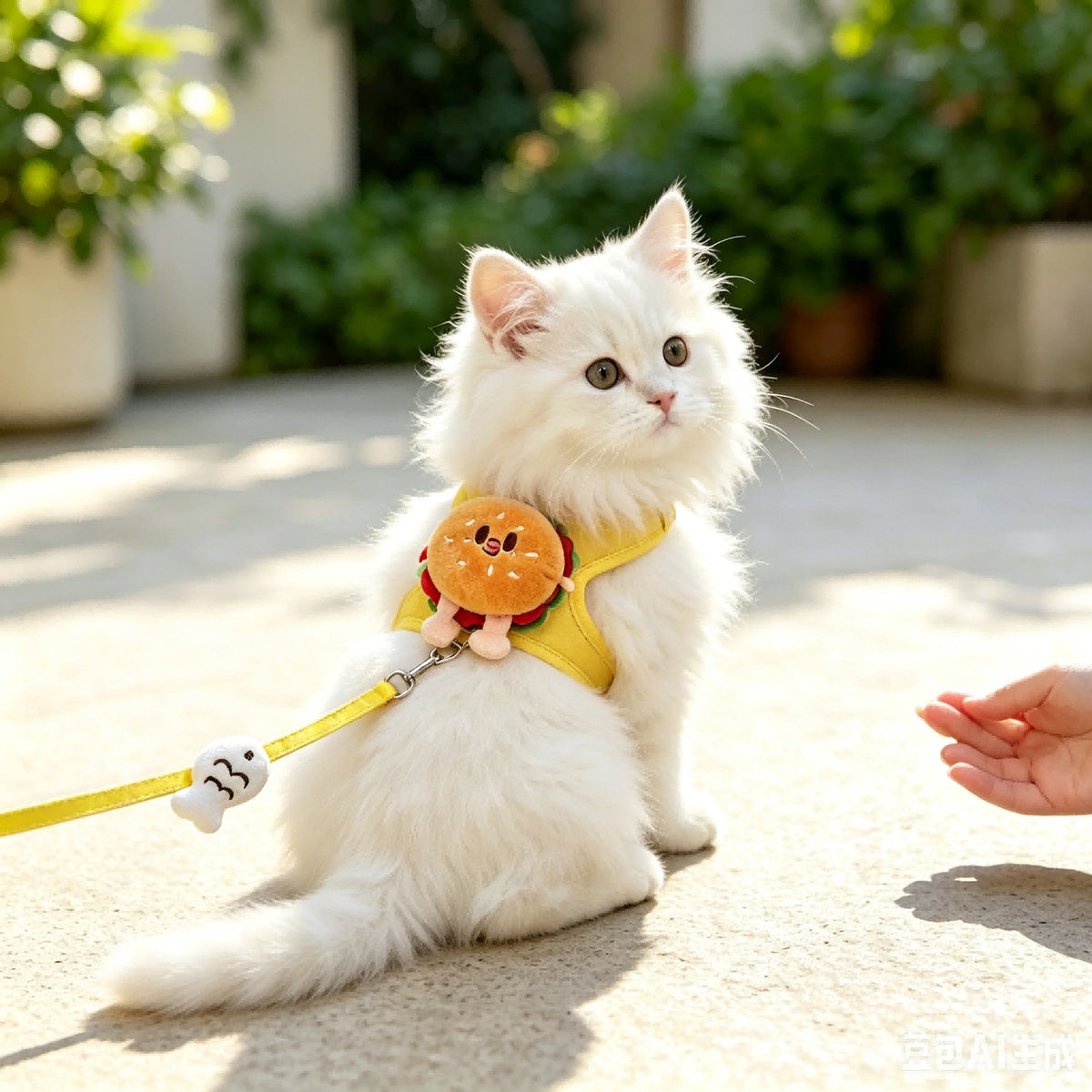 Cute Hamburger Toast Design Pet Leash Integrated Chest Harness for Small Medium Dogs Cats