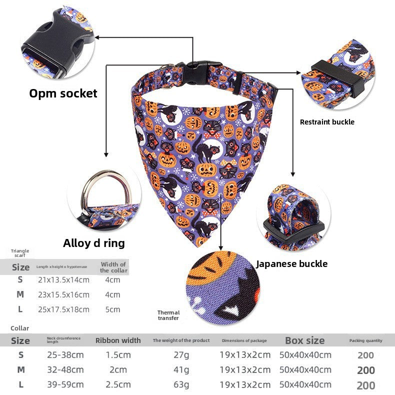 Adjustable Pet Saliva Collar with Halloween Patterns