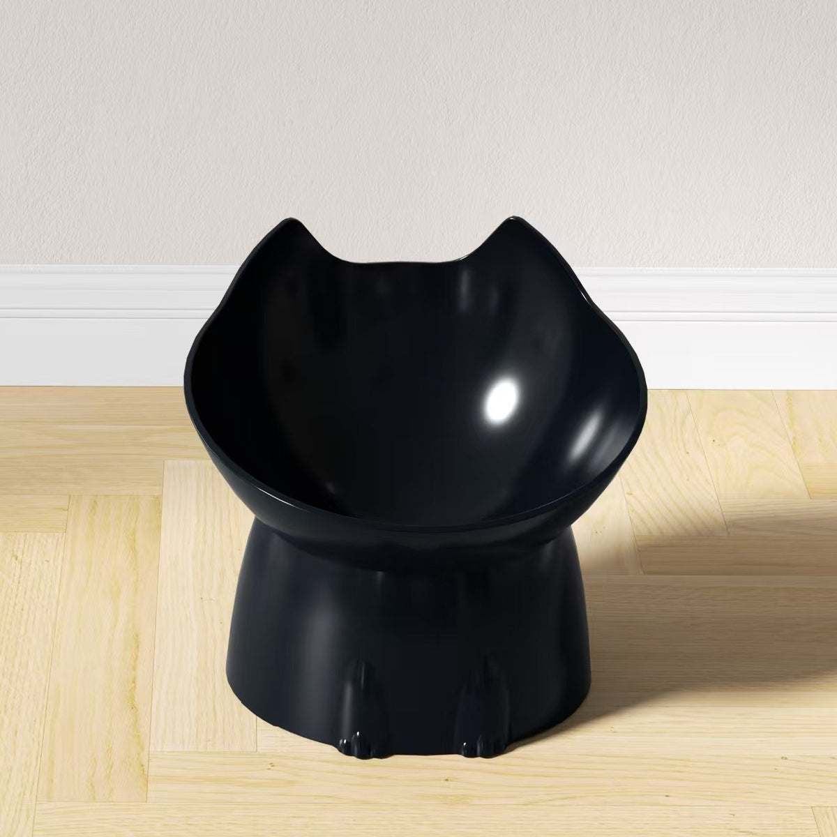 long-ear tall cat bowl large capacity tilt cartoon cat and dog neck protection anti-knock plastic raised pet bowl
