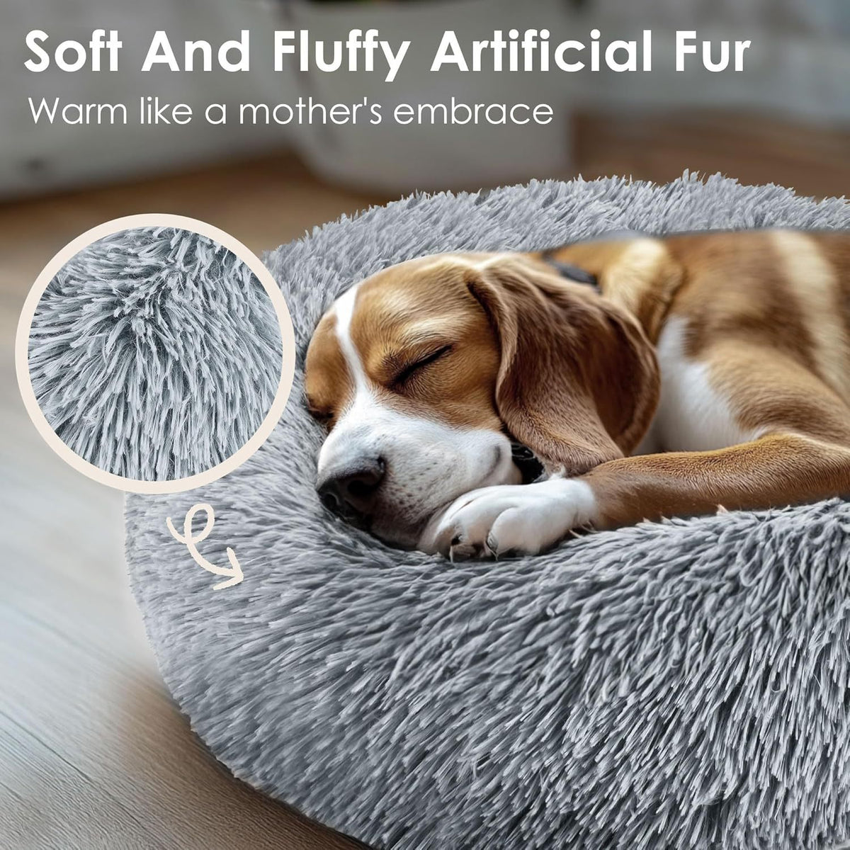 Round Plush Pet Bed for Dogs Cats Warm Cozy Dog Mat Nest