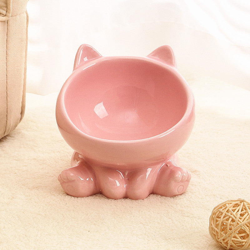Ceramic Cat Bowl Angled Pet Food Dish