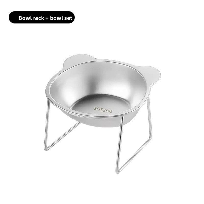 New stainless steel pet bowl, cat water and food bowl, pet neck-protecting elevated stand, dog bowl, for pets to drink and eat