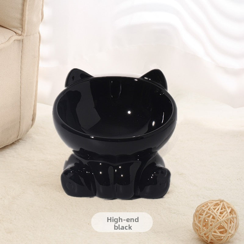 Ceramic Cat Bowl Angled Pet Food Dish