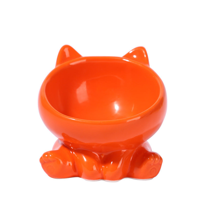 Ceramic Cat Bowl Angled Pet Food Dish
