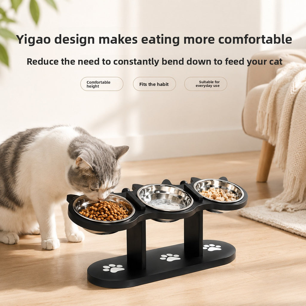 Elevated Wooden Pet Feeding Bowl