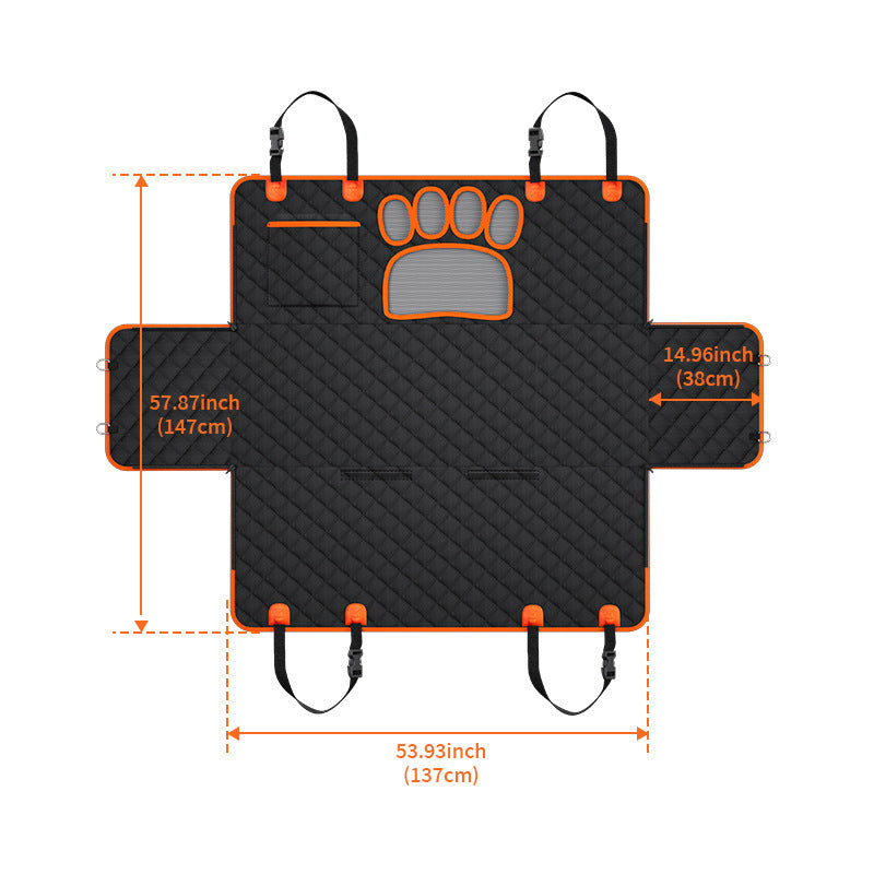 Waterproof Car Pet Seat Cushion with Paw Print Design