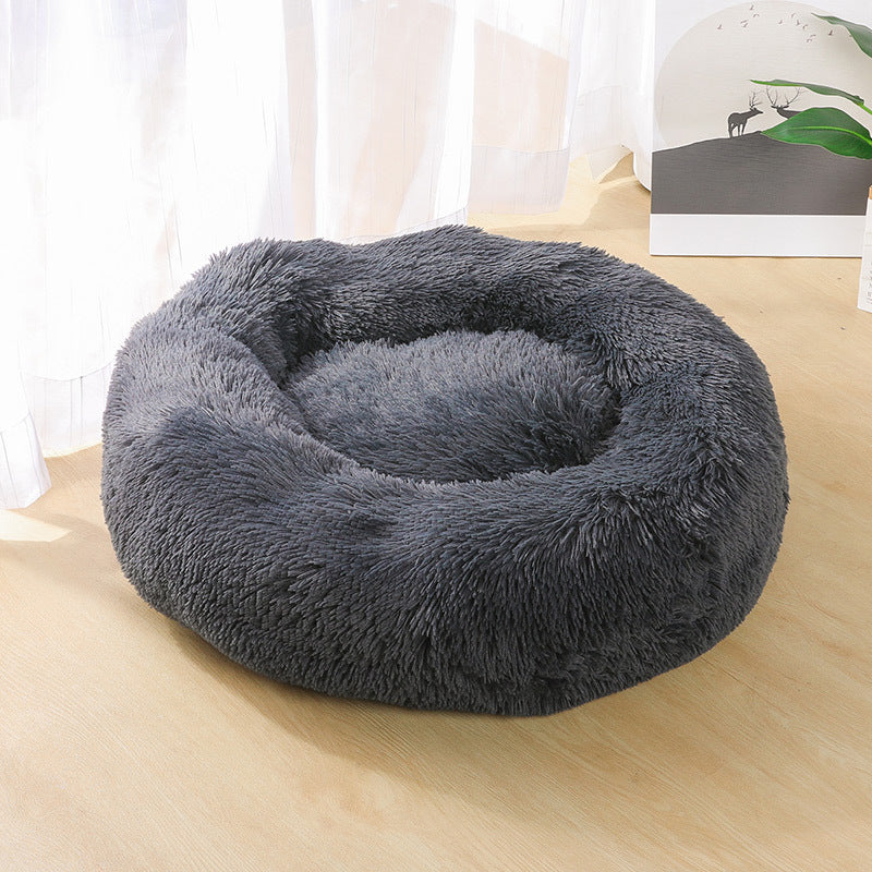 Round Plush Pet Bed for Dogs Cats Warm Cozy Dog Mat Nest
