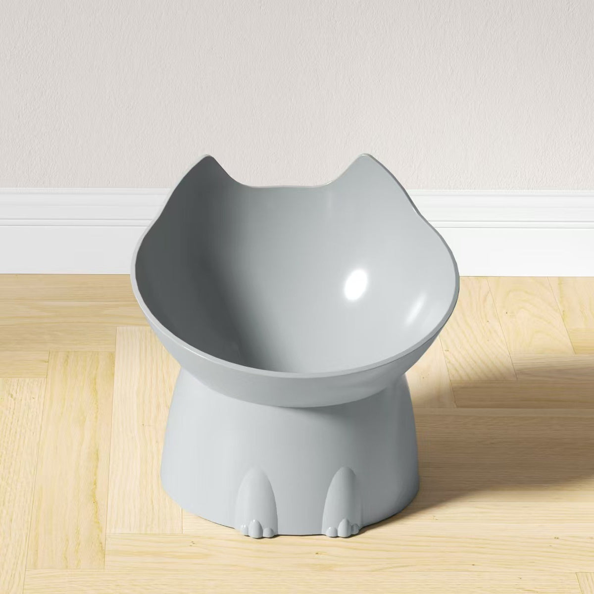 long-ear tall cat bowl large capacity tilt cartoon cat and dog neck protection anti-knock plastic raised pet bowl