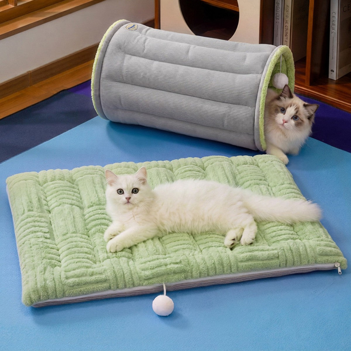 Pet Cat Bed with Tunnel Sleeping Pad