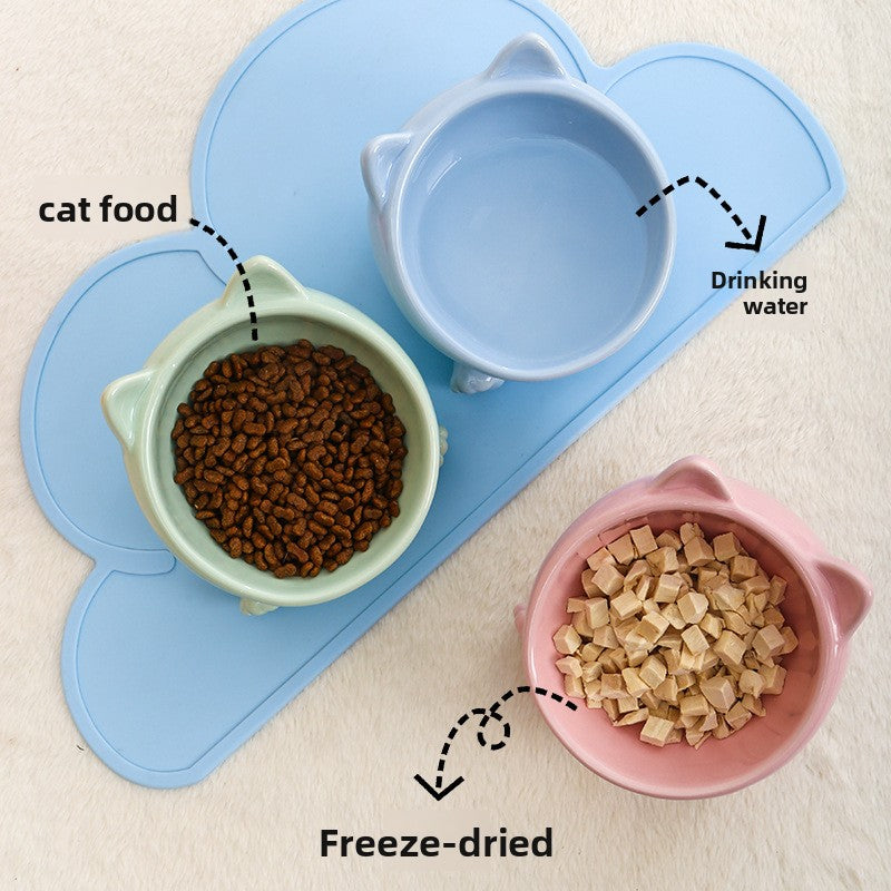 Ceramic Cat Bowl Angled Pet Food Dish
